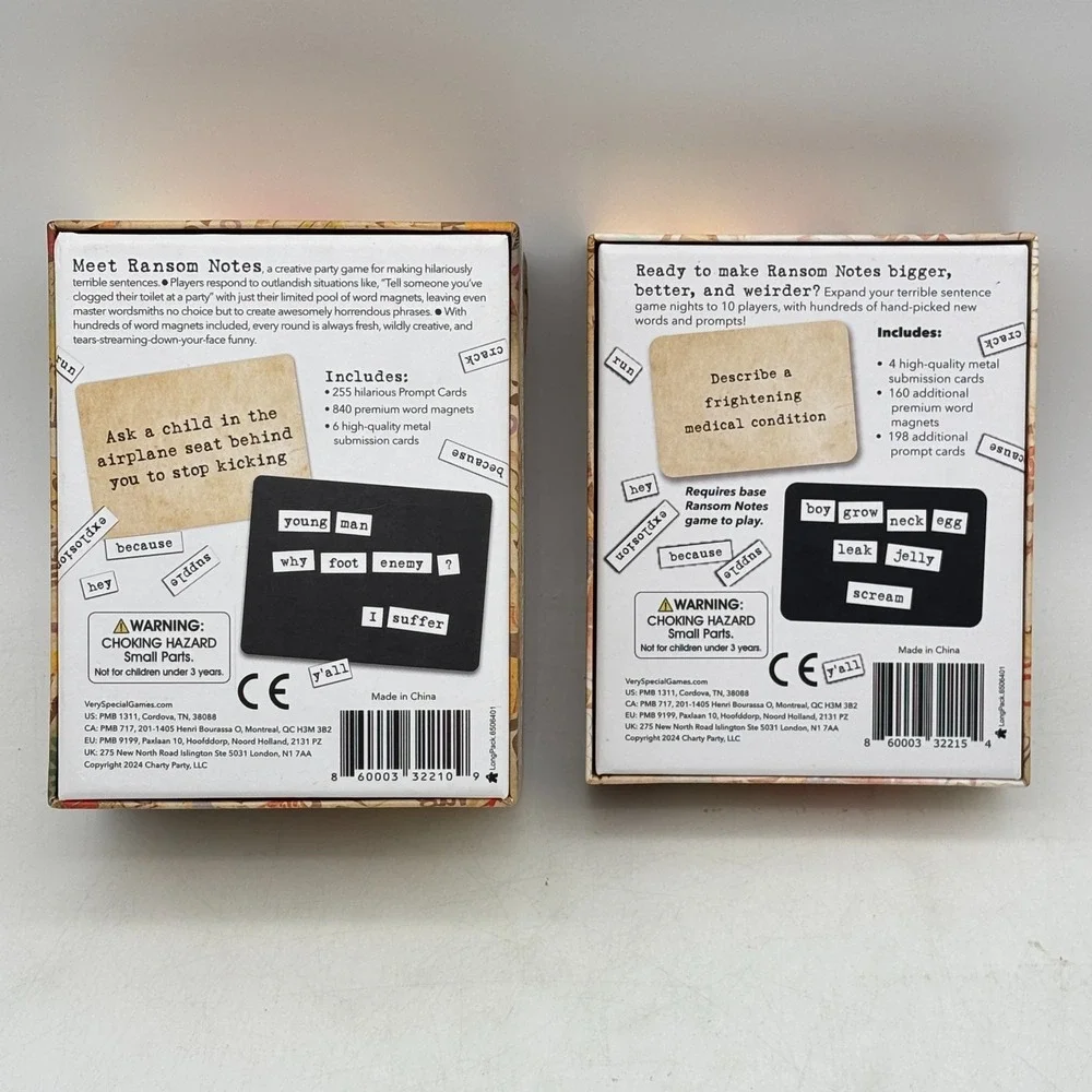 Ransom Notes Word Game with Expansion Combo COMPLETE Charty Party Magnets